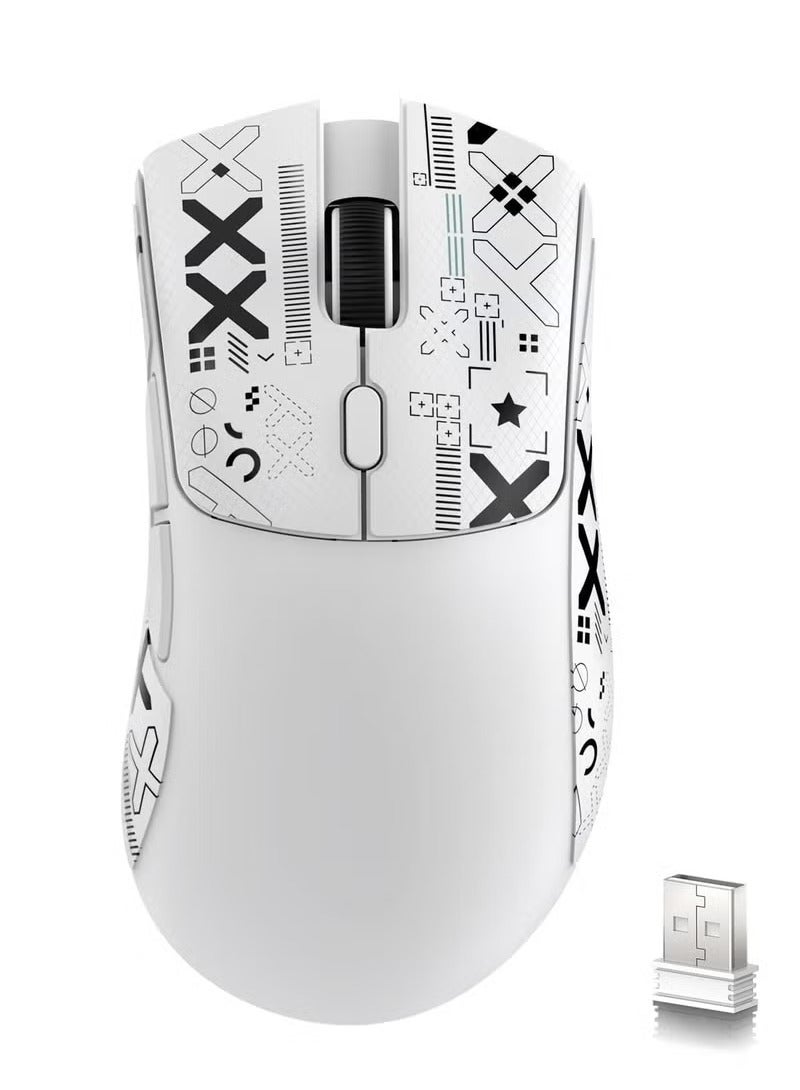 Attack Shark R1 59g Superlight Mouse with Ribbon, Wireless/Wired BT/2.4G Gaming Mouse, 6 DPI Adjustable up to 18000, 65 Hour Battery - White - Image 1