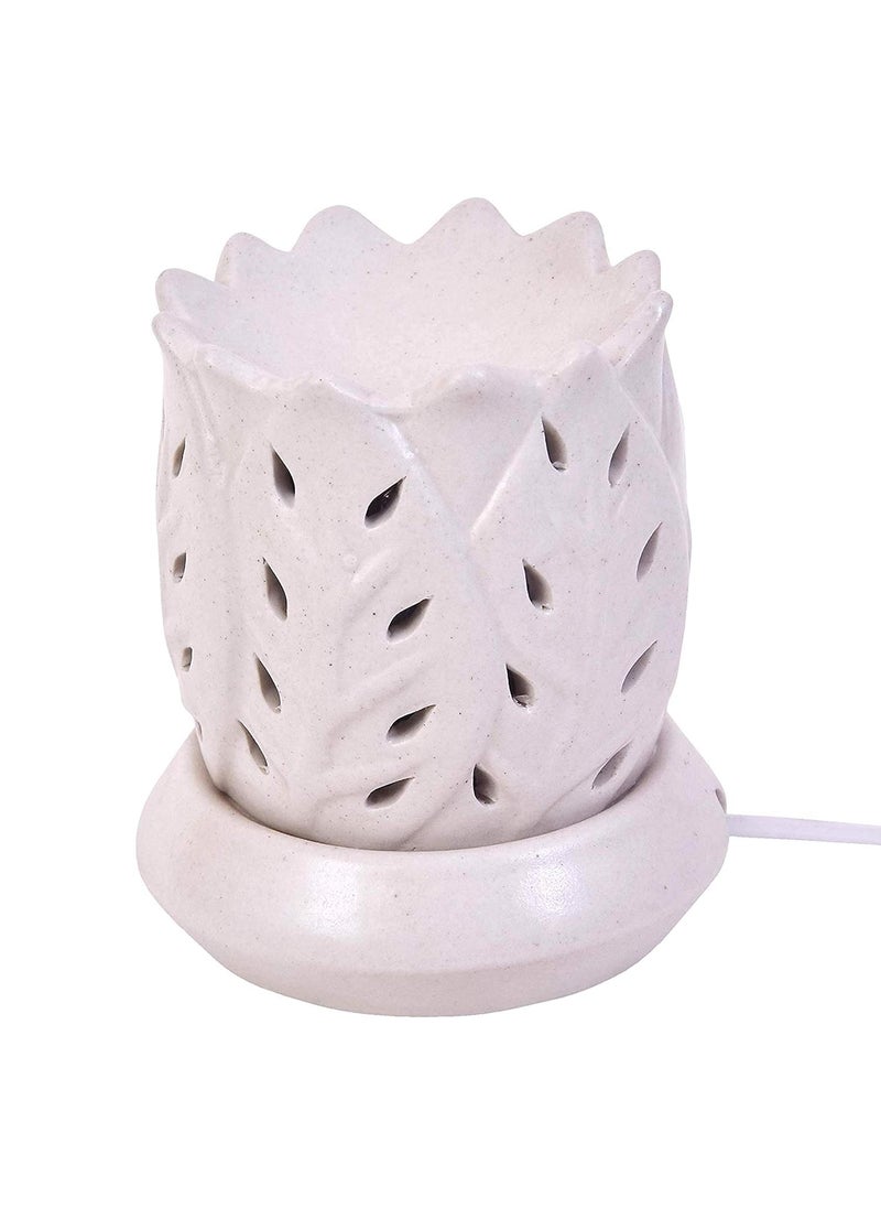 Nualoha Nualoha Ceramic Electric Scented Oil Diffuser Handcrafted Aroma Air Purifier Home Fragrance Lamp for Home Decor Spa Aromatherapy Gift Item with Extra Bulb and Jasmine Bloom Aroma Oil 10 ml  - Image 1