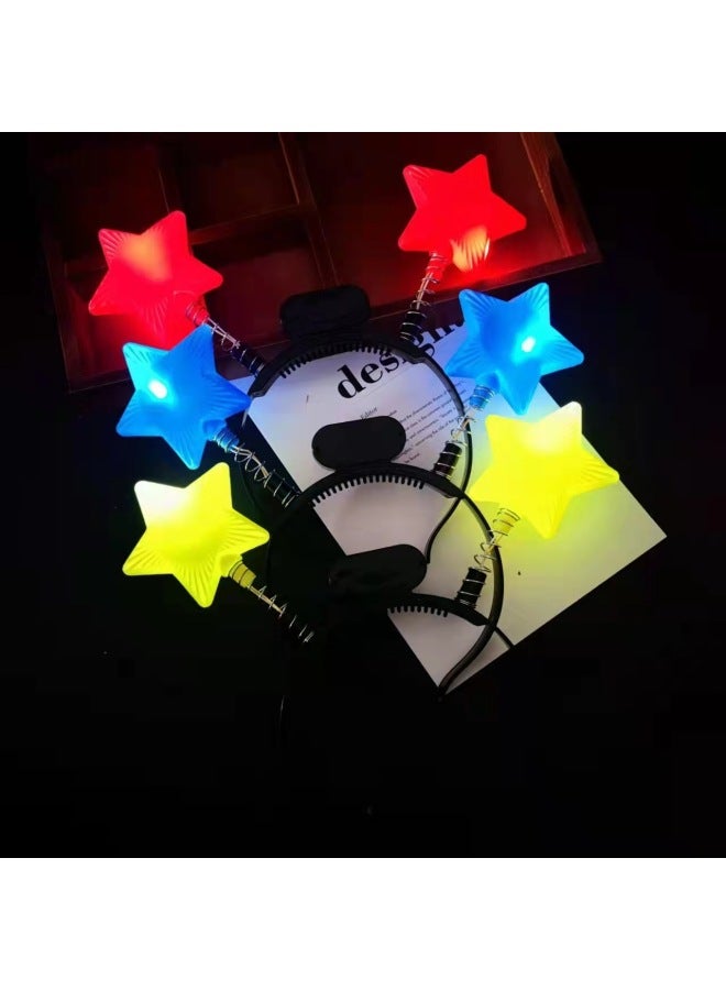 Luminous Headdress Five-pointed Star Spring Headband Star Headband Hairpin Light Stick Flash Five-pointed Star Hairpin Props-Color:Spring Style Crown Headband - Image 2