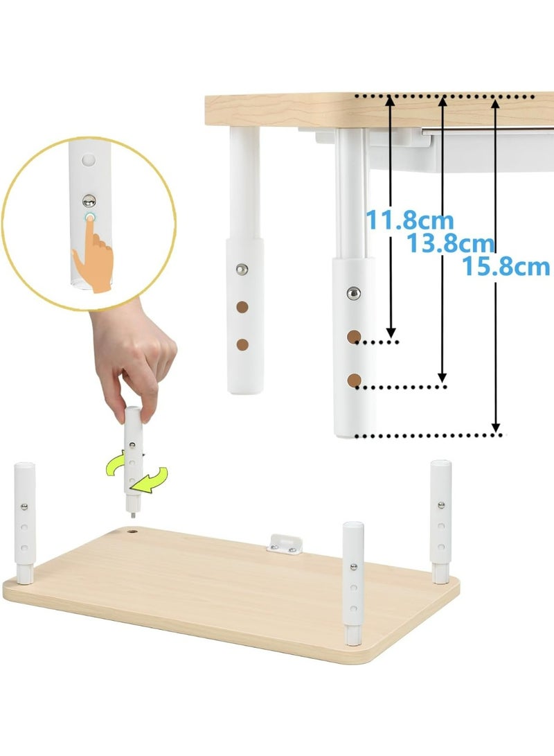 ETHU Monitor Stand Riser, 3 Height Adjustable Monitor Stand with Storage Drawer, Desk Organizer Ergonomic Stand for Computer Printer Laptop PC iMac, Beige - Image 3