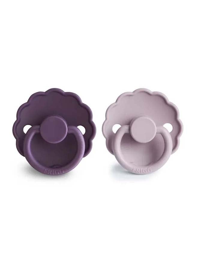 FRIGG Daisy Silicone Baby Pacifier 0-6M 2-Pack Violet Dream/Soft Lilac - Size 1