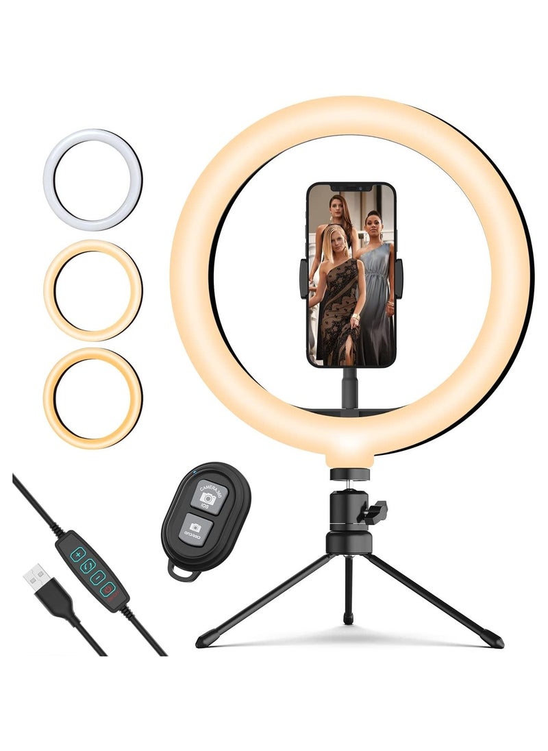 Generic - 10.2'' Dimmable Selfie Ring Light with Adjustable Stand and Phone Holder, LED Circle Light with 3 Color Modes (3500K-6500K) and 10 Brightness Levels for TikTok, Live Streaming, and Makeup. - Image 1