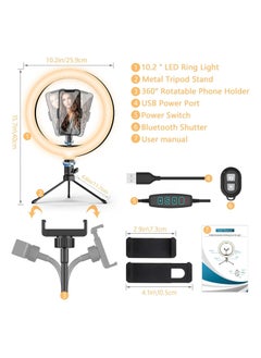 Generic 10.2'' Dimmable Selfie Ring Light with Adjustable Stand and Phone Holder, LED Circle Light with 3 Color Modes (3500K-6500K) and 10 Brightness Levels for TikTok, Live Streaming, and Makeup.  - Image 2