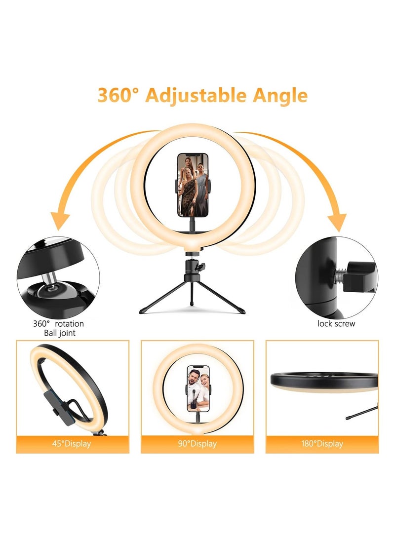 Generic - 10.2'' Dimmable Selfie Ring Light with Adjustable Stand and Phone Holder, LED Circle Light with 3 Color Modes (3500K-6500K) and 10 Brightness Levels for TikTok, Live Streaming, and Makeup. - Image 1