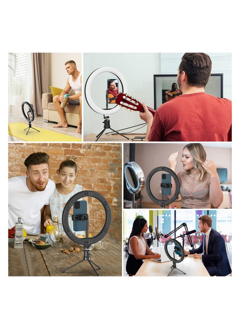 Generic - 10.2'' Dimmable Selfie Ring Light with Adjustable Stand and Phone Holder, LED Circle Light with 3 Color Modes (3500K-6500K) and 10 Brightness Levels for TikTok, Live Streaming, and Makeup. - Image 1