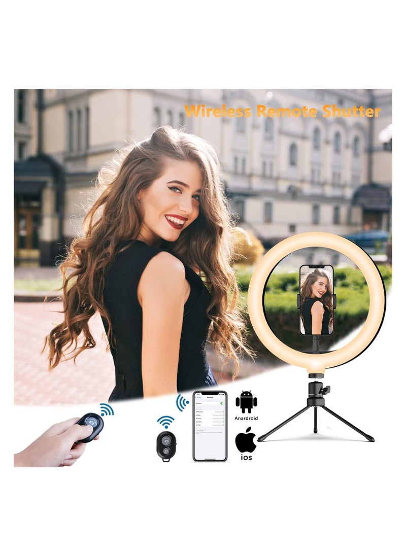 Generic - 10.2'' Dimmable Selfie Ring Light with Adjustable Stand and Phone Holder, LED Circle Light with 3 Color Modes (3500K-6500K) and 10 Brightness Levels for TikTok, Live Streaming, and Makeup. - Image 1