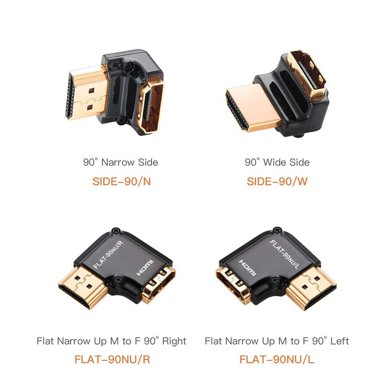 Zeskit HDMI Adapter Male to Female Right Angle, Zinc Alloy Full Shielding 24K Gold Plated Connectors (FLAT-90NU/L) - Image 2