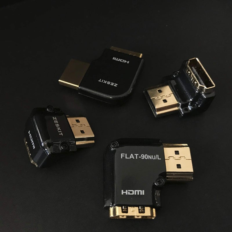 Zeskit HDMI Adapter Male to Female Right Angle, Zinc Alloy Full Shielding 24K Gold Plated Connectors (FLAT-90NU/L) - Image 4