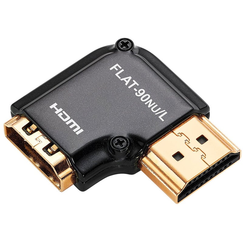 Zeskit HDMI Adapter Male to Female Right Angle, Zinc Alloy Full Shielding 24K Gold Plated Connectors (FLAT-90NU/L) - Image 1
