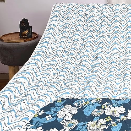 Divine Casa Microfibre All Weather Lightweight 120 GSM Printed Reversible Single Bed Size Quilt Comforter Blanket - (140 x 230, Navy Blue and White)| TC - 120 - Image 5