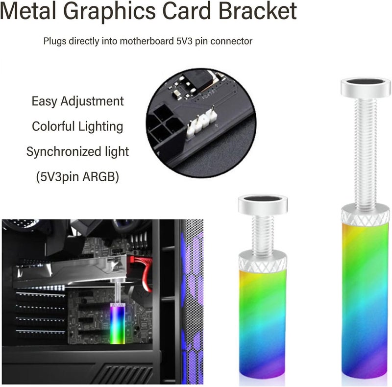 aqxreight 5V 3PIN ARGB Graphics Card Bracket Height GPU Support Bracket for Graphics Cards and PC Case White from Sagging Damaged 5V 3PIN ARGB Card BracketARGB (White) - Image 4