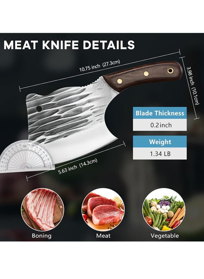 أوساويك سكين سكين اللحم، سكين الجزار، سكين سكين مع مقبض تانغ كامل، سكين طاهي مشكل باليد سكين مطبخ من الفولاذ المقاوم للصدأ للتخييم مطعم في الهواء الطلق - Image 2