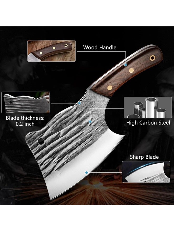 أوساويك سكين سكين اللحم، سكين الجزار، سكين سكين مع مقبض تانغ كامل، سكين طاهي مشكل باليد سكين مطبخ من الفولاذ المقاوم للصدأ للتخييم مطعم في الهواء الطلق - Image 3