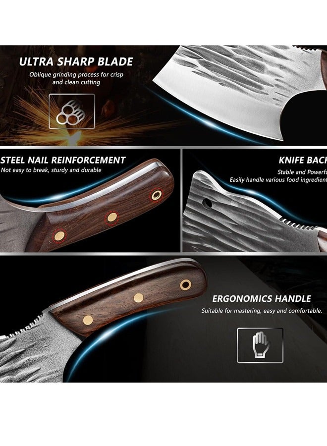 أوساويك سكين سكين اللحم، سكين الجزار، سكين سكين مع مقبض تانغ كامل، سكين طاهي مشكل باليد سكين مطبخ من الفولاذ المقاوم للصدأ للتخييم مطعم في الهواء الطلق - Image 4