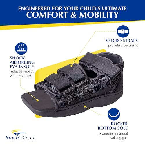 Brace Direct Pediatric Post-Op Shoe, Children’s Foot Injury Recovery, Support for Broken Toes, Fractures, Sprains, Protective Square Toe, Universal Left or Right Foot, Kids XS (US 11-1) - Image 2