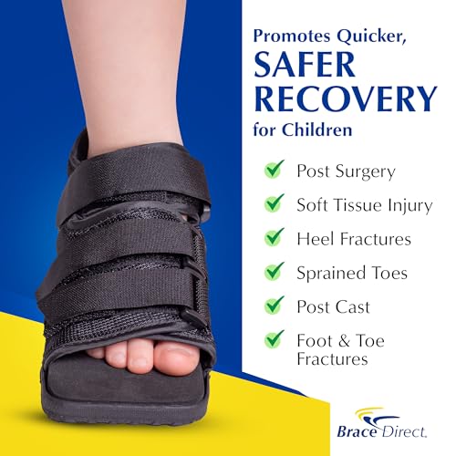 Brace Direct Pediatric Post-Op Shoe, Children’s Foot Injury Recovery, Support for Broken Toes, Fractures, Sprains, Protective Square Toe, Universal Left or Right Foot, Kids XS (US 11-1) - Image 3
