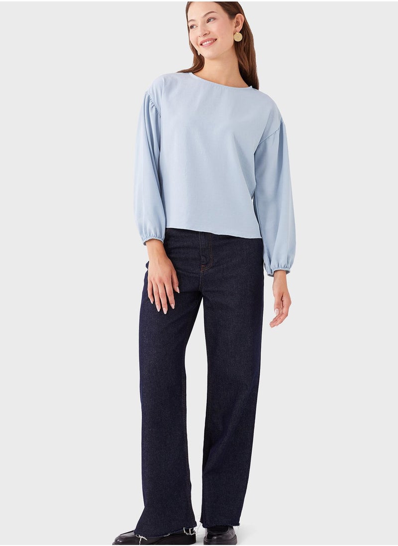 LC WAIKIKI - Puff Sleeve Crew Neck Top - Image 1