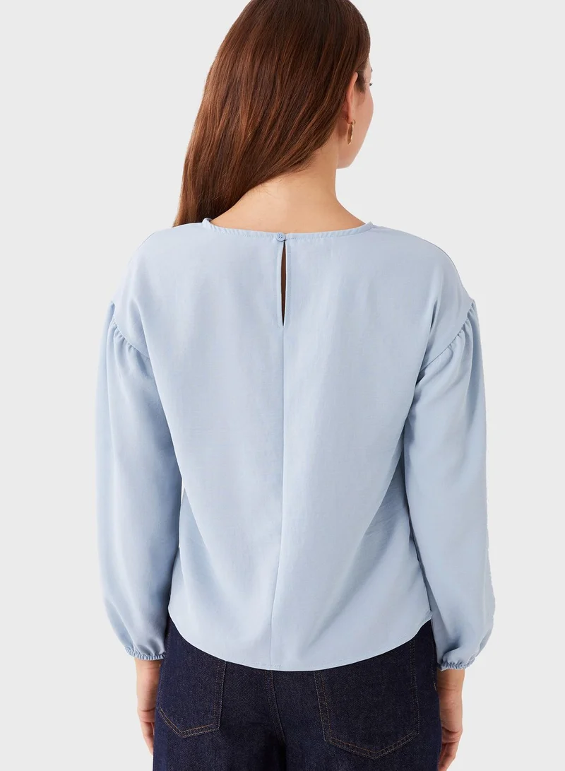 LC WAIKIKI Puff Sleeve Crew Neck Top