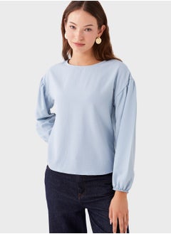 Puff Sleeve Crew Neck Top