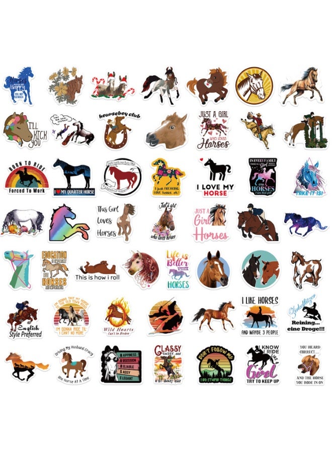 50Pcs Pack Horse Stickers Horse Style PVC Waterproof Vinyl Stickers Decals for Decor Party Car Laptops Water Bottle Helmet Refrigerator Stickers - Image 2