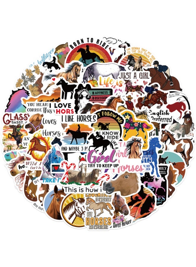 50Pcs Pack Horse Stickers Horse Style PVC Waterproof Vinyl Stickers Decals for Decor Party Car Laptops Water Bottle Helmet Refrigerator Stickers - Image 1