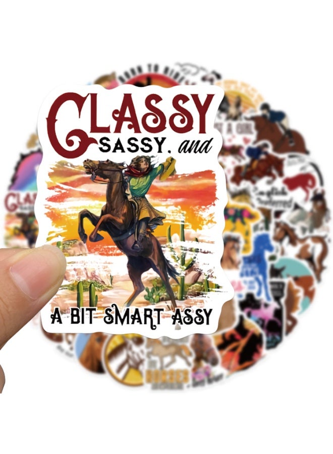 50Pcs Pack Horse Stickers Horse Style PVC Waterproof Vinyl Stickers Decals for Decor Party Car Laptops Water Bottle Helmet Refrigerator Stickers - Image 5