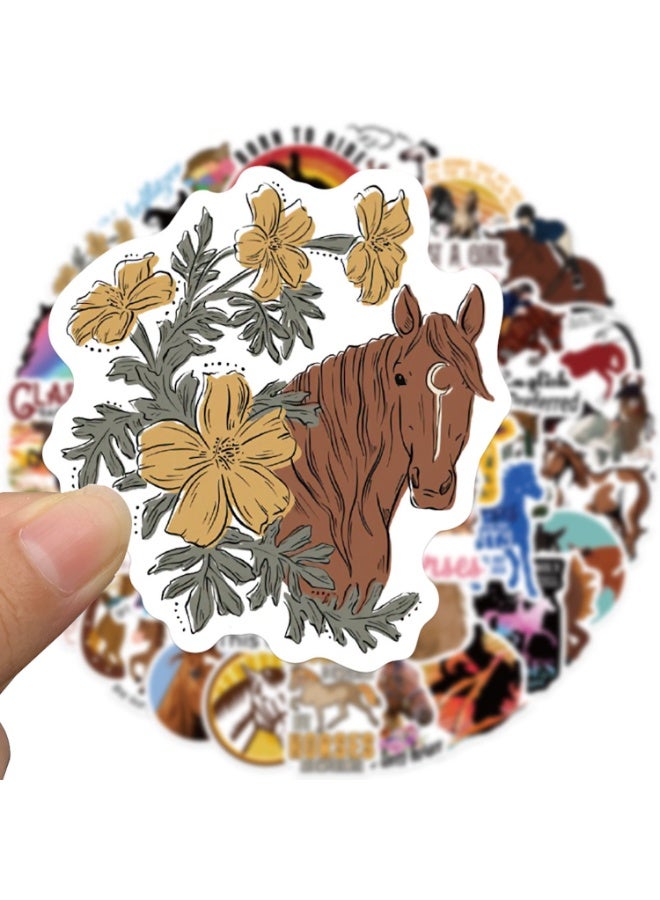50Pcs Pack Horse Stickers Horse Style PVC Waterproof Vinyl Stickers Decals for Decor Party Car Laptops Water Bottle Helmet Refrigerator Stickers - Image 4