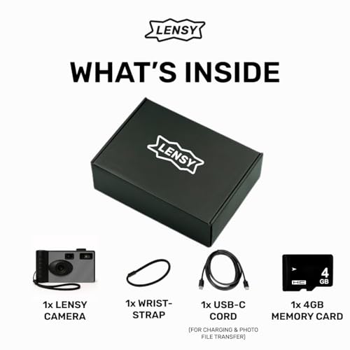 LENSY Screen Free Digital Camera | Four Built in Filters | Rechargeable, 8mp, Lightweight, Focus-Free, Auto-Flash, Easy-to-Use, Reusable, Retro Film-Style Photos (Gray) - Image 3