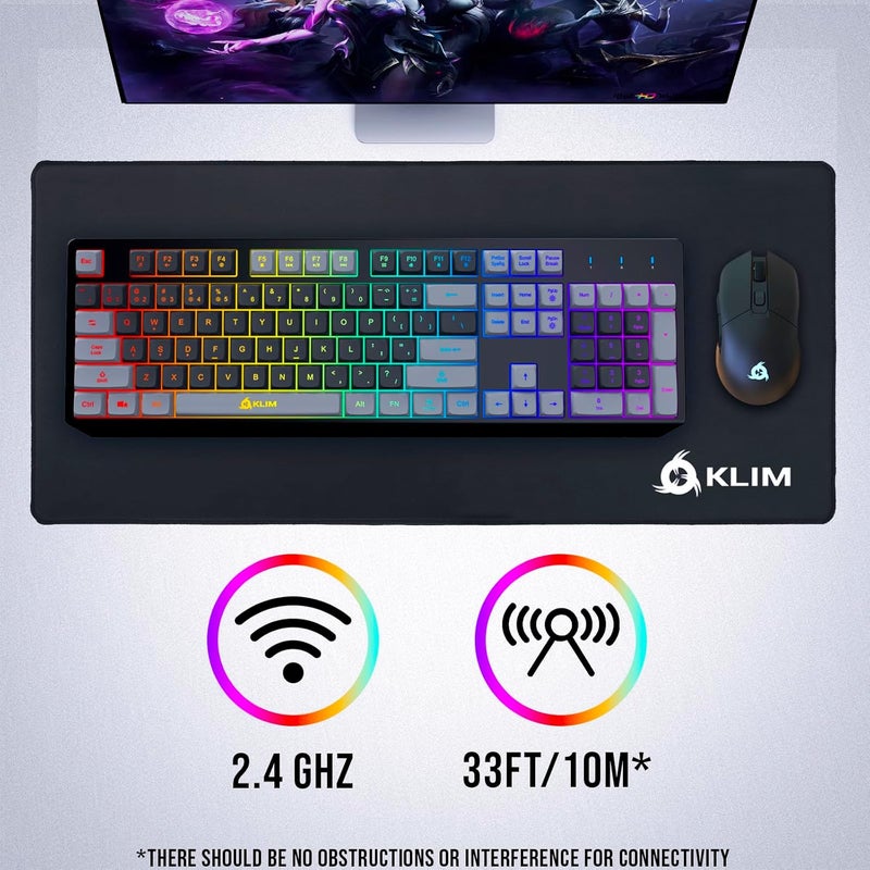 KLIM Chroma Wireless Keyboard – RGB Backlit Gaming, Rechargeable Battery, PC Keyboard, Durable & Water-Resistant, Compatible with PS4, PS5 & Mac - Black - Image 4