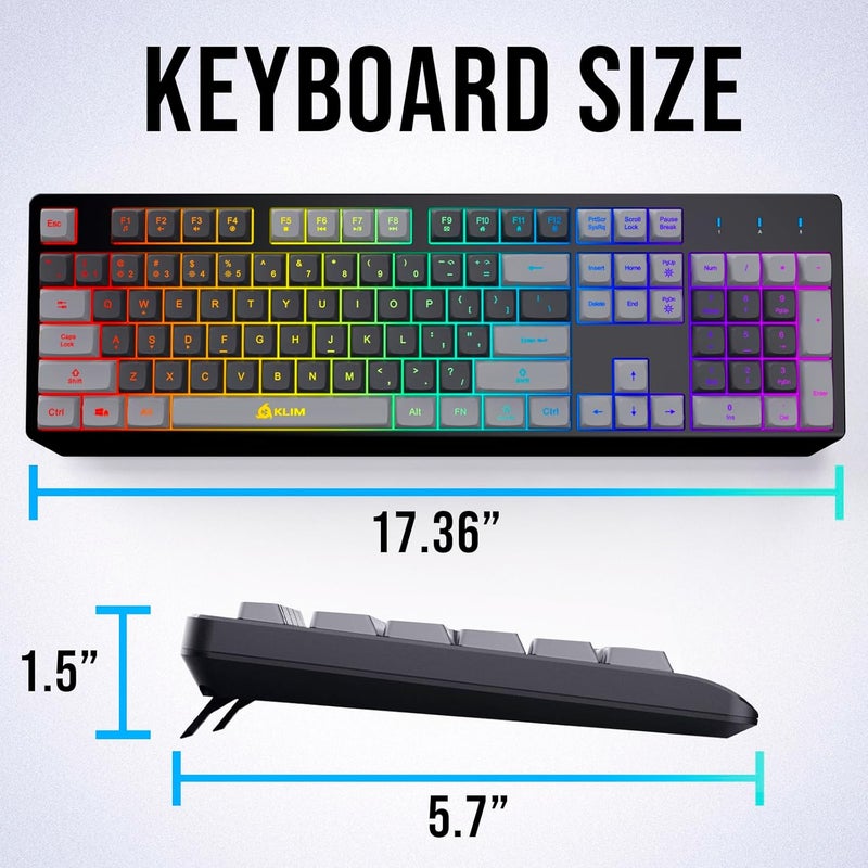 KLIM Chroma Wireless Keyboard – RGB Backlit Gaming, Rechargeable Battery, PC Keyboard, Durable & Water-Resistant, Compatible with PS4, PS5 & Mac - Black - Image 5