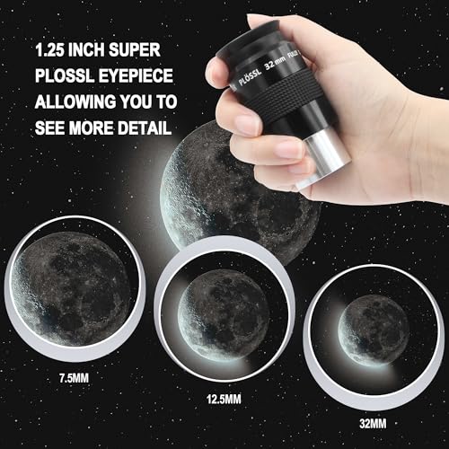 Astromania Telescope Eyepiece Set 1.25 Inch Super Plossl Eyepiece Set 7.5mm 12.5mm 32mm, 5 Element Fully Multi Coated Metal 52 Degree Apparent Field, Telescope Accessory Set for Astronomy Telescope - Image 2