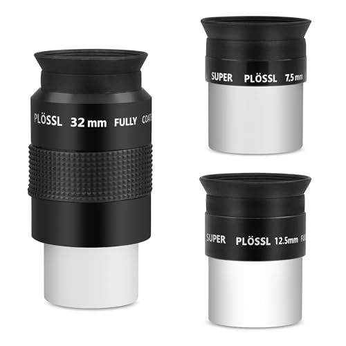 Astromania Telescope Eyepiece Set 1.25 Inch Super Plossl Eyepiece Set 7.5mm 12.5mm 32mm, 5 Element Fully Multi Coated Metal 52 Degree Apparent Field, Telescope Accessory Set for Astronomy Telescope - Image 1