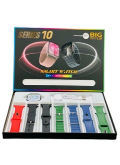 Smart Watch Series 10 with 7 in 1 Straps Full Touch Color Screen Bluetooth Calling Health and Sports Smartwatch Multicolor