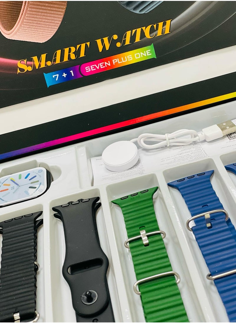 Generic - Smart Watch Series 10 with 7 in 1 Straps Full Touch Color Screen Bluetooth Calling Health and Sports Smartwatch Multicolor - Image 1