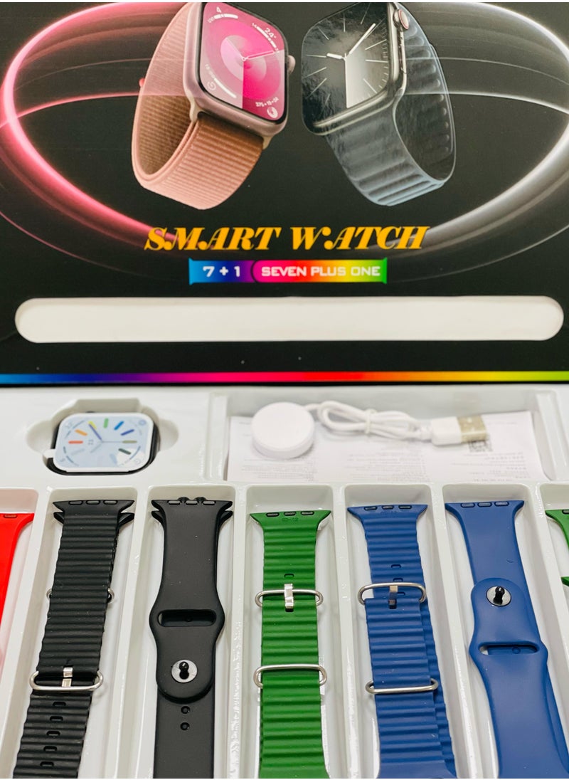 Generic - Smart Watch Series 10 with 7 in 1 Straps Full Touch Color Screen Bluetooth Calling Health and Sports Smartwatch Multicolor - Image 1