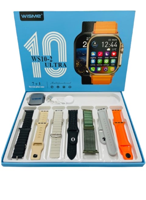 Smart Watch Series 10 with 7 in 1 Straps Full Touch Color Screen Bluetooth Calling Health and Sports Smartwatch Multicolor