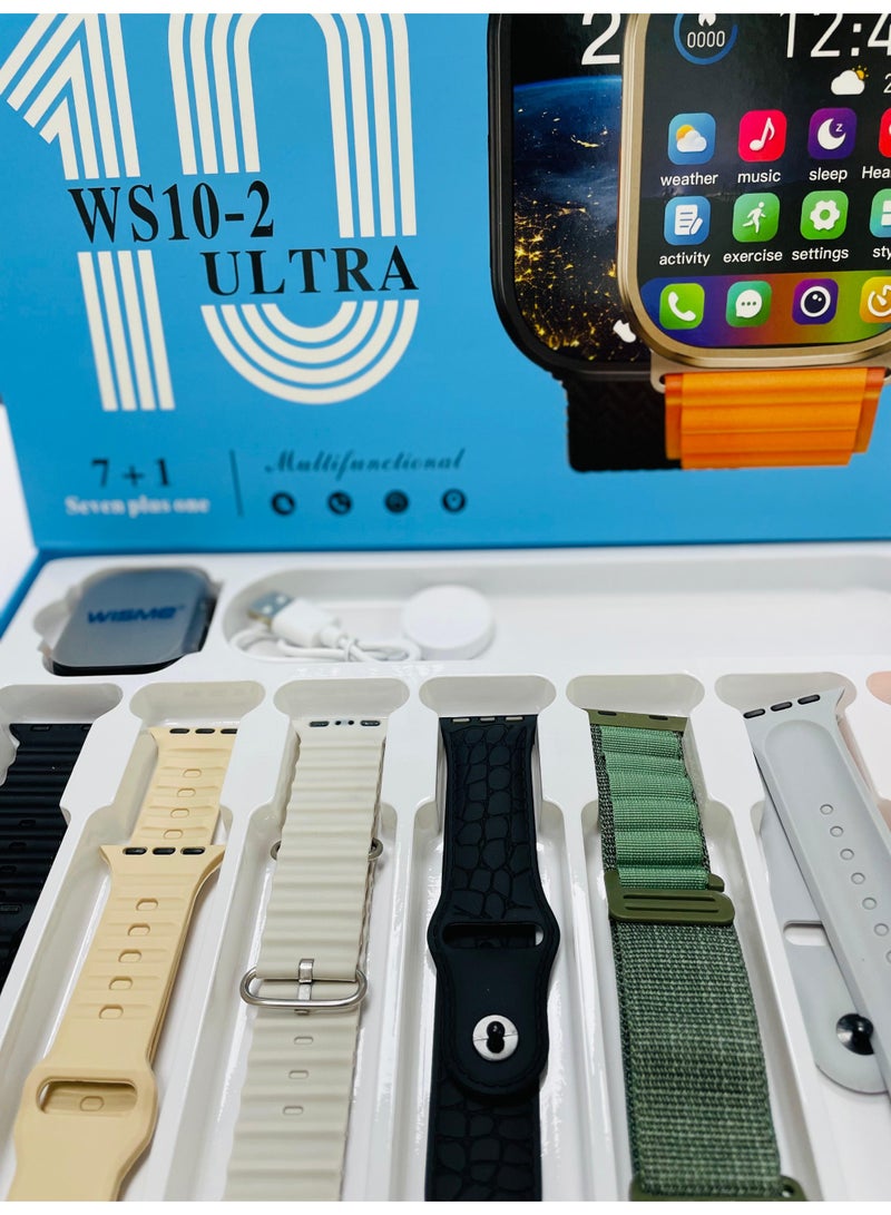 Smart Watch Series 10 with 7 in 1 Straps Full Touch Color Screen Bluetooth Calling Health and Sports Smartwatch Multicolor