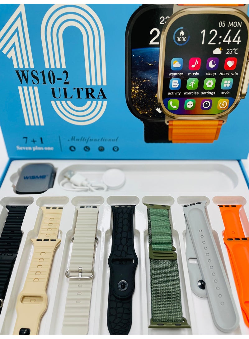 Smart Watch Series 10 with 7 in 1 Straps Full Touch Color Screen Bluetooth Calling Health and Sports Smartwatch Multicolor