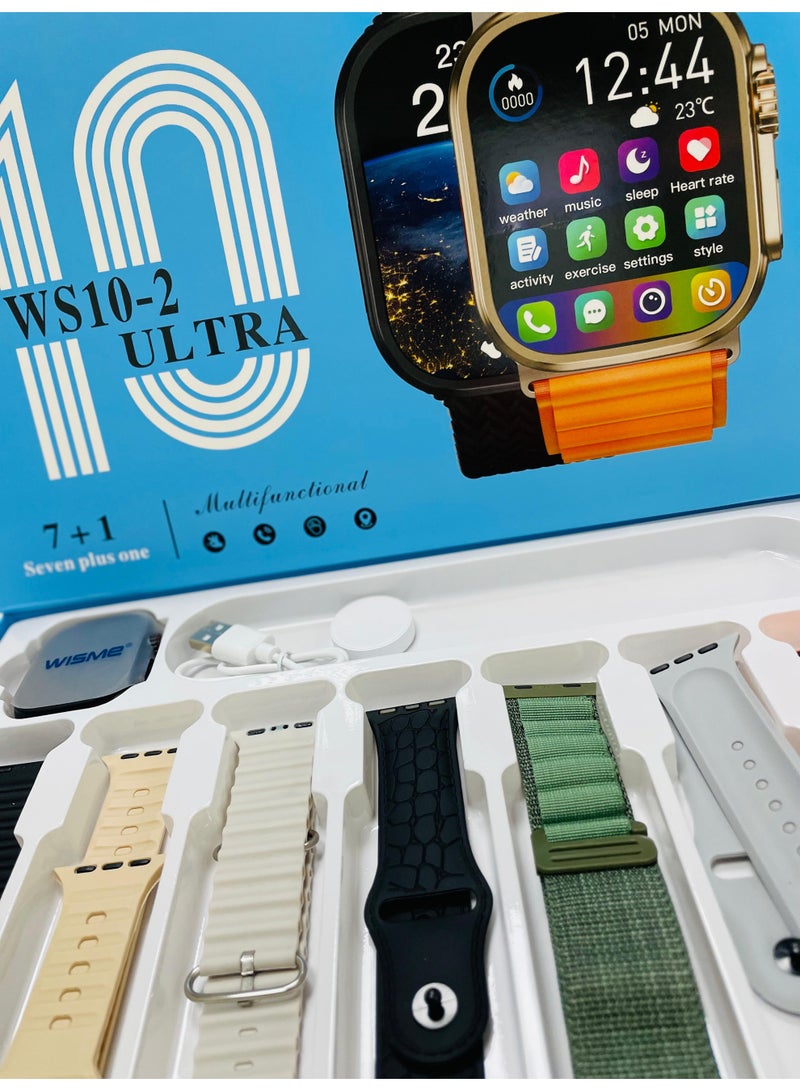 Smart Watch Series 10 with 7 in 1 Straps Full Touch Color Screen Bluetooth Calling Health and Sports Smartwatch Multicolor