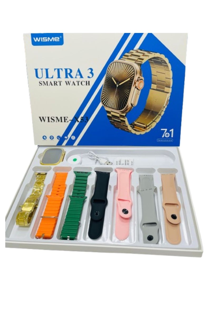 WISME Smart Watch Ultra with 7+1 Straps Full Touch Color Screen Bluetooth Calling Health and Sports Smartwatch Multicolor - Image 1