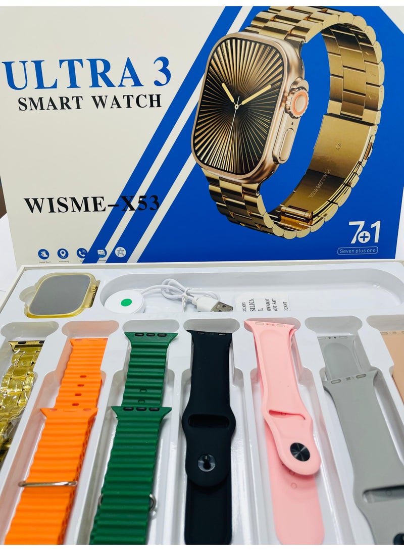 WISME Smart Watch Ultra with 7+1 Straps Full Touch Color Screen Bluetooth Calling Health and Sports Smartwatch Multicolor - Image 5