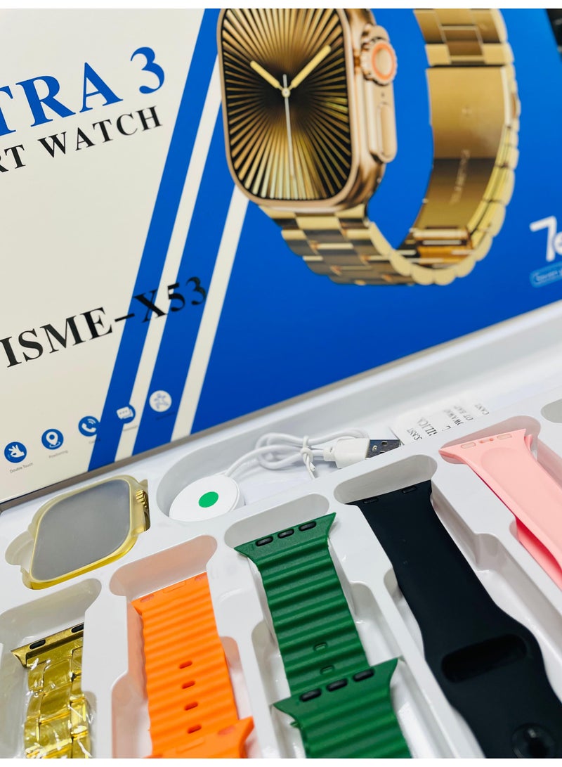 WISME Smart Watch Ultra with 7+1 Straps Full Touch Color Screen Bluetooth Calling Health and Sports Smartwatch Multicolor - Image 4