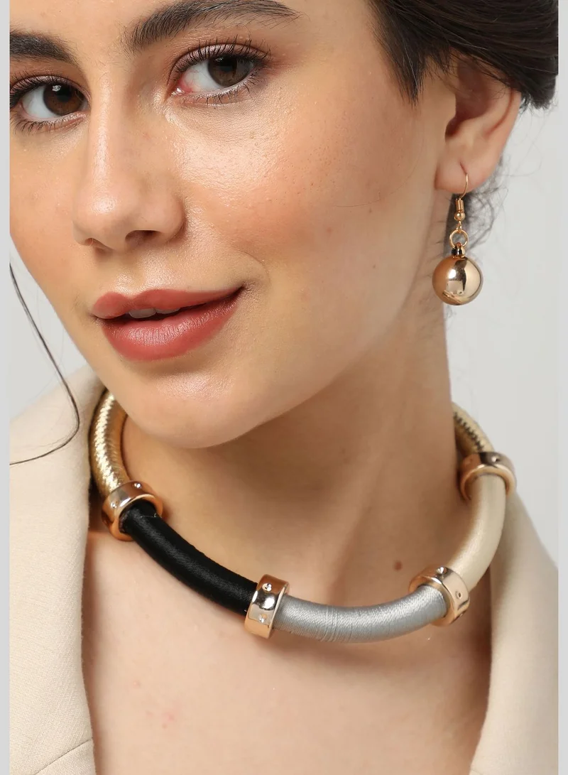 SOHI Gold Plated Designer Necklace and Earring Set