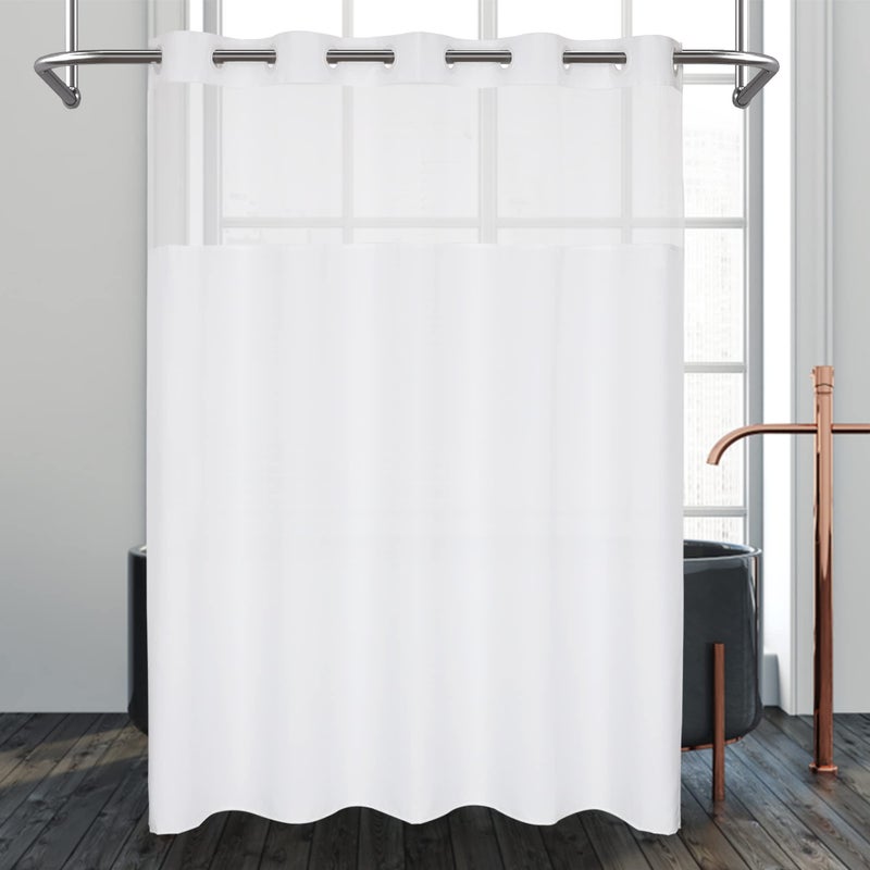 River Dream White Extra Long Shower Curtain or Liner with Sheer Window No Liner Included or Needed Water Repellent Machine Washable 71 x 86 inches