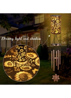 YHmall Solar Wind Chimes For Outside, 35'' Memorial Wind Chimes Sunflower Gifts For Women Mom Grandma, Solar Lantern Windchimes Outdoors Unique Gifts For Garden Decor  - Image 2