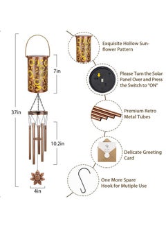 YHmall Solar Wind Chimes For Outside, 35'' Memorial Wind Chimes Sunflower Gifts For Women Mom Grandma, Solar Lantern Windchimes Outdoors Unique Gifts For Garden Decor  - Image 4