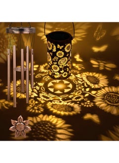 YHmall Solar Wind Chimes For Outside, 35'' Memorial Wind Chimes Sunflower Gifts For Women Mom Grandma, Solar Lantern Windchimes Outdoors Unique Gifts For Garden Decor  - Image 5