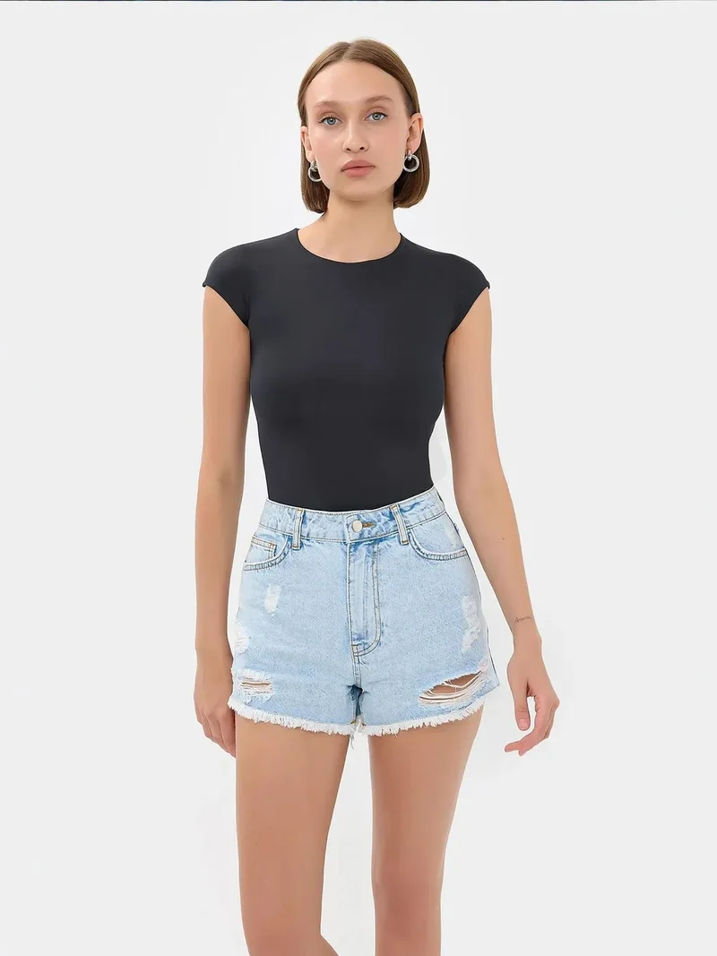 هيكاب تيشيرت أساسي بياقة دائرية منسوج