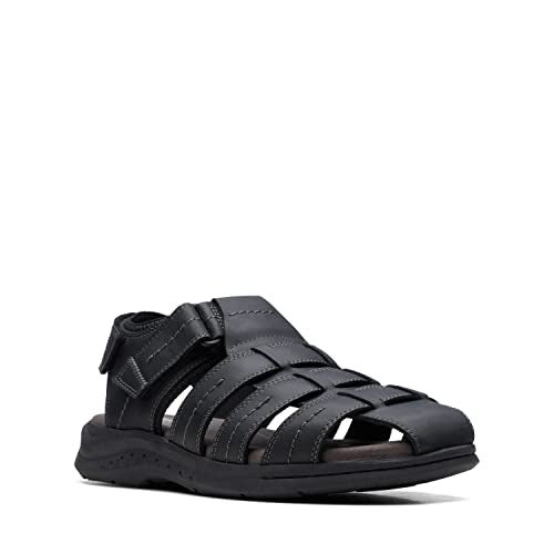 Clarks Men's Walkford Fish Fisherman Sandal, Black Tumbled Leather, 7 - Image 3