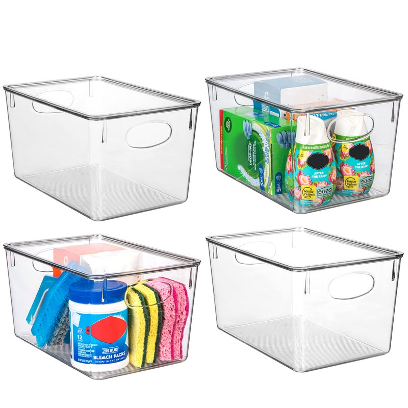ClearSpace Plastic Storage Bins With lids 4 Pack  Perfect Pantry Organization and Storage  Fridge Organizer Pantry Storage Containers and Storage Bins Cabinet Organizers